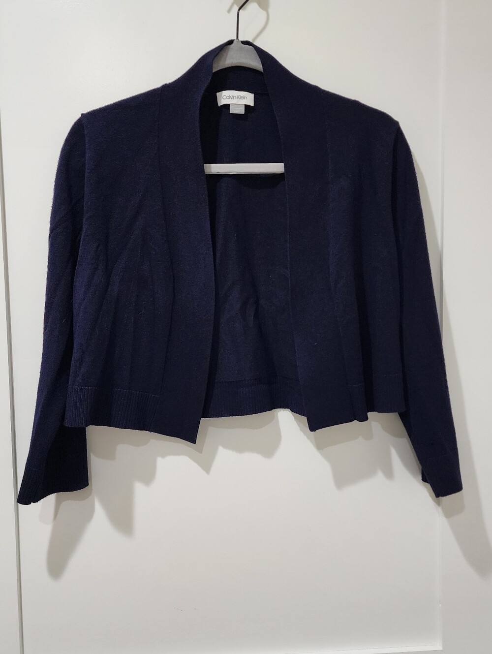 Calvin Klein Dark Navy Cropped Open Cardigan